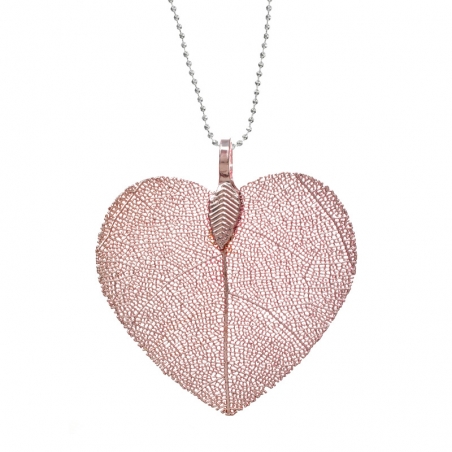 Collar corazón de hoja natural
