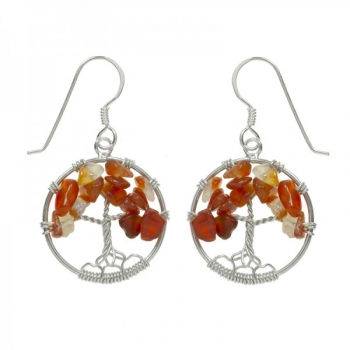 Pendientes árbol de la vida piedra natural