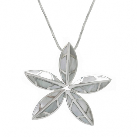 Collar flor de nácar blanco