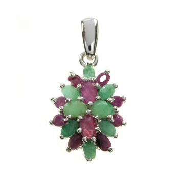 Collar rubí y esmeralda rodio 2