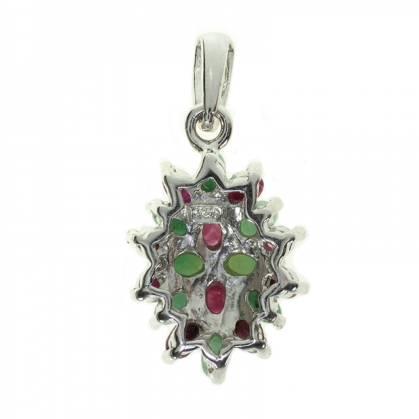 Collar rubí y esmeralda rodio