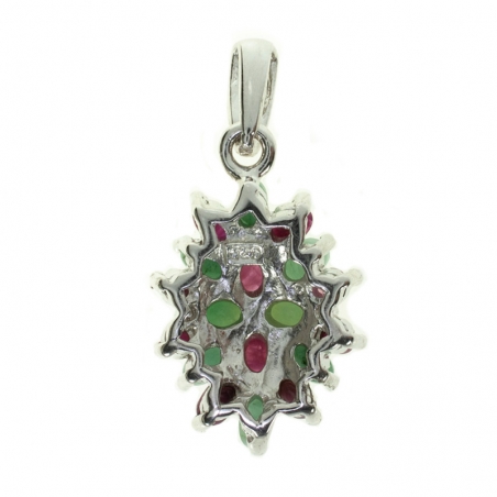 Collar rubí y esmeralda rodio