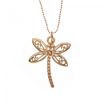 Colgante libélula dorado rosa