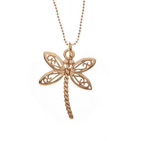 Colgante libélula dorado rosa