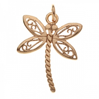 Colgante libélula dorado rosa 2