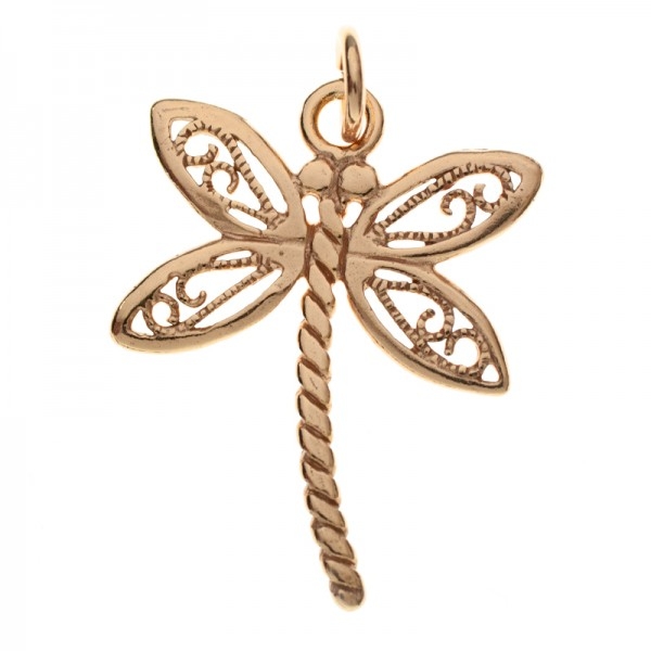Colgante libélula dorado rosa
