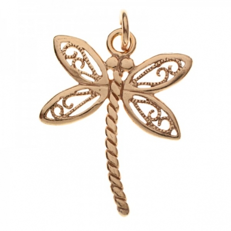 Colgante libélula dorado rosa