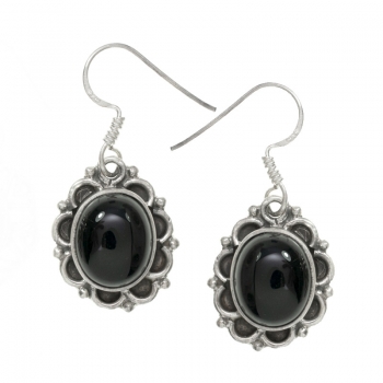 Pendientes flor ónix oval