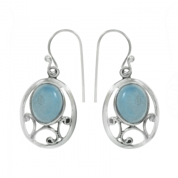 Pendientes piedra oval Plata de Ley 2