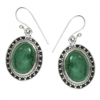 Pendientes malaquita Plata de Ley