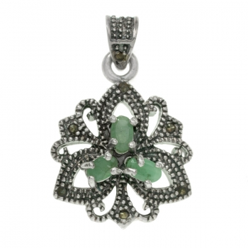 Colgante vintage triple esmeralda