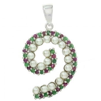 Colgante gran espiral de piedras preciosas