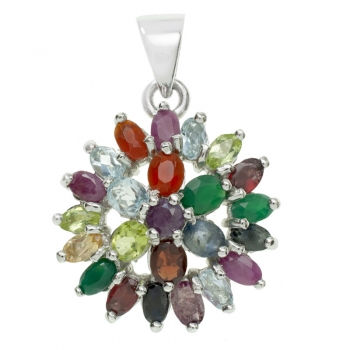 Colgante gran flor de piedras preciosas