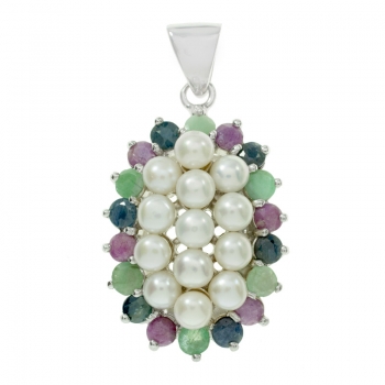 Colgante perlas y piedras