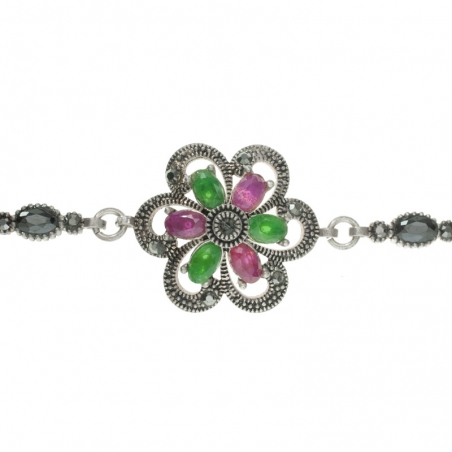 Pulsera vintage Flor Plata de Ley