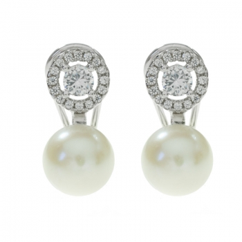 Pendientes perla con circonitas