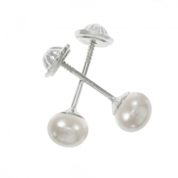 Pendientes perla rosca