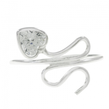 Anillo ondas con corazón de cristal