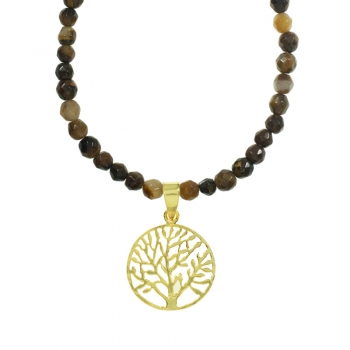 Collar ojo de tigre con árbol