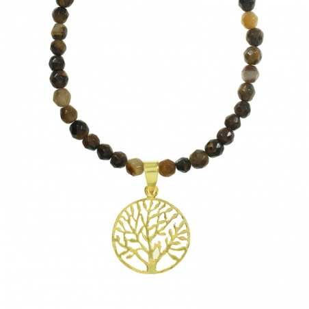 Collar ojo de tigre con árbol