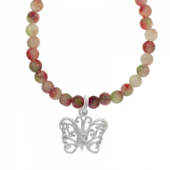 Collar jade 3 colores con mariposa