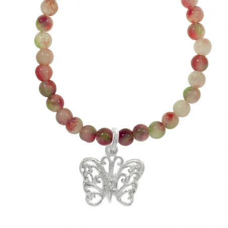 Collar jade 3 colores con mariposa