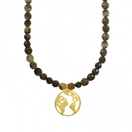 Collar de ojo de tigre con mundo