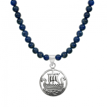Collar de lapislázuli con colgante vikingo