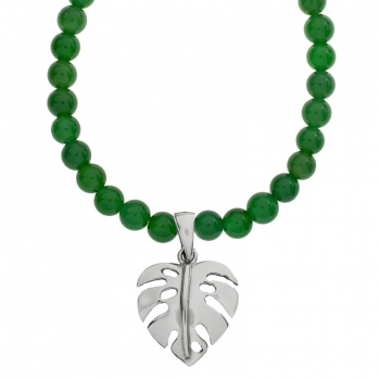 Collar de aventurina con hoja Monstera