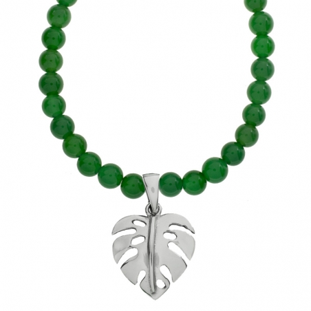Collar de aventurina con hoja Monstera