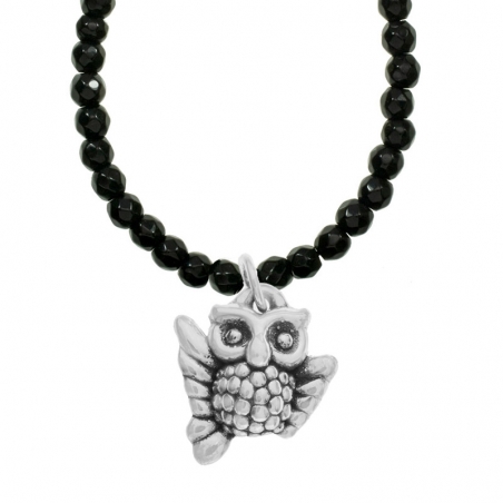 Collar de ónix con búho de la Suerte