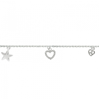 Pulsera estrella con doble corazón