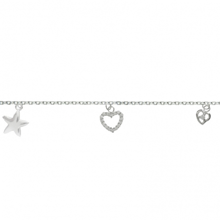 Pulsera estrella con doble corazón
