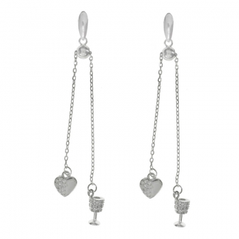 Pendientes largos copa & corazón