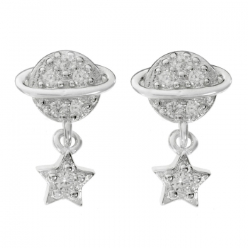 Pendientes planeta y estrella colgante