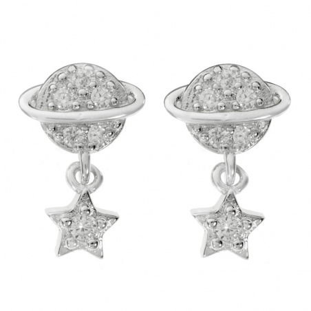 Pendientes planeta y estrella colgante