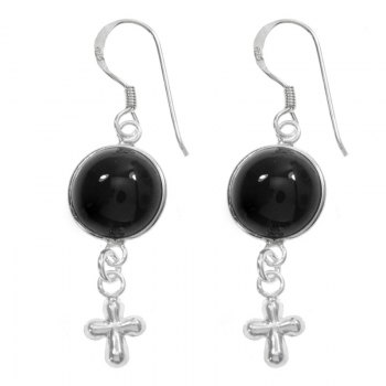 Pendientes ónix con cruz
