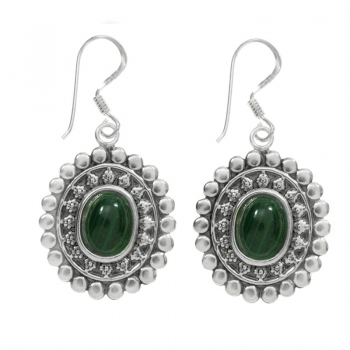 Pendientes malaquita base étnica