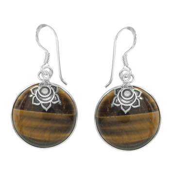 Pendientes ojo de tigre con flor