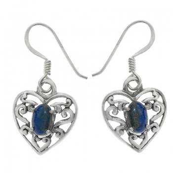 Pendientes corazón con lapislázuli