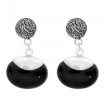 Pendientes ónix óvalo horizontal