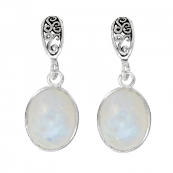 Pendientes piedra de luna oval con espirales