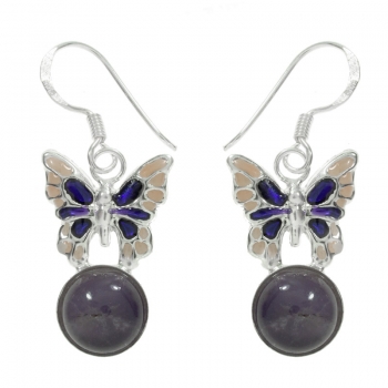 Pendientes amatista con mariposa