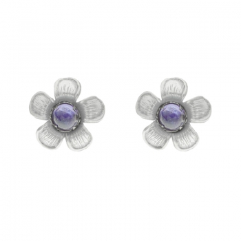Pendientes flor con centro de piedra