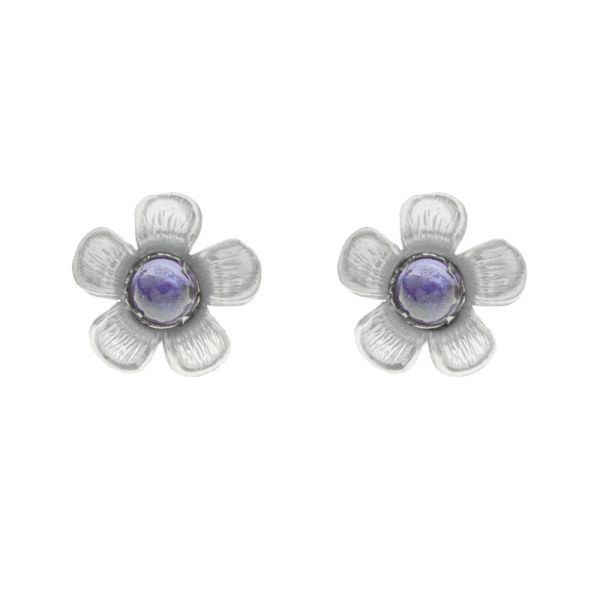 Pendientes flor con centro de piedra