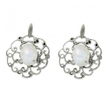 Pendientes espirales con piedra de luna oval
