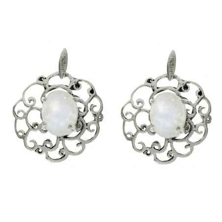 Pendientes espirales con piedra de luna oval