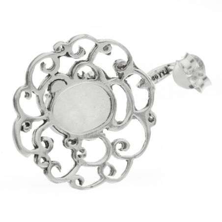 Pendientes espirales con piedra de luna oval