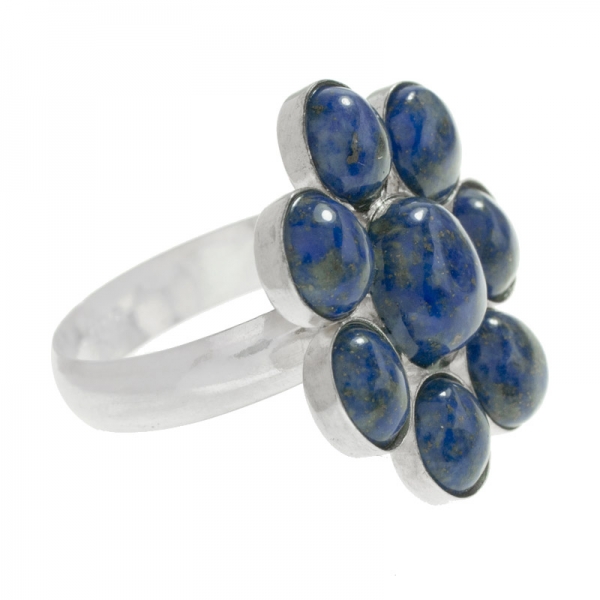 Anillo flor lapislázuli