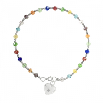 Pulsera con cristales de colores y colgante